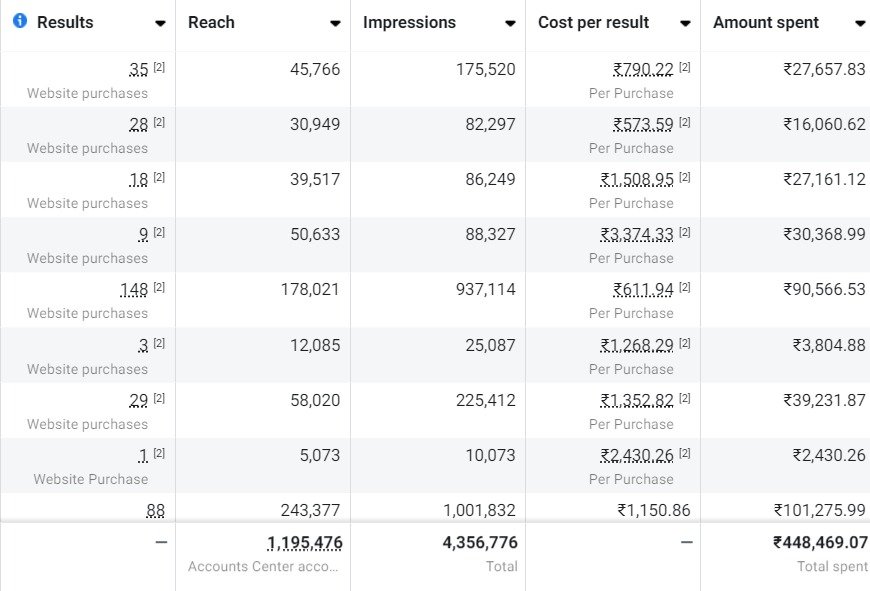 Ecommerce Meta Ads Results